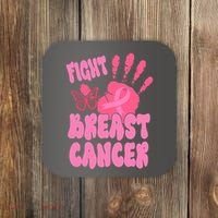 Fight Breast Cancer Handprint Ribbon Coaster thumb 0