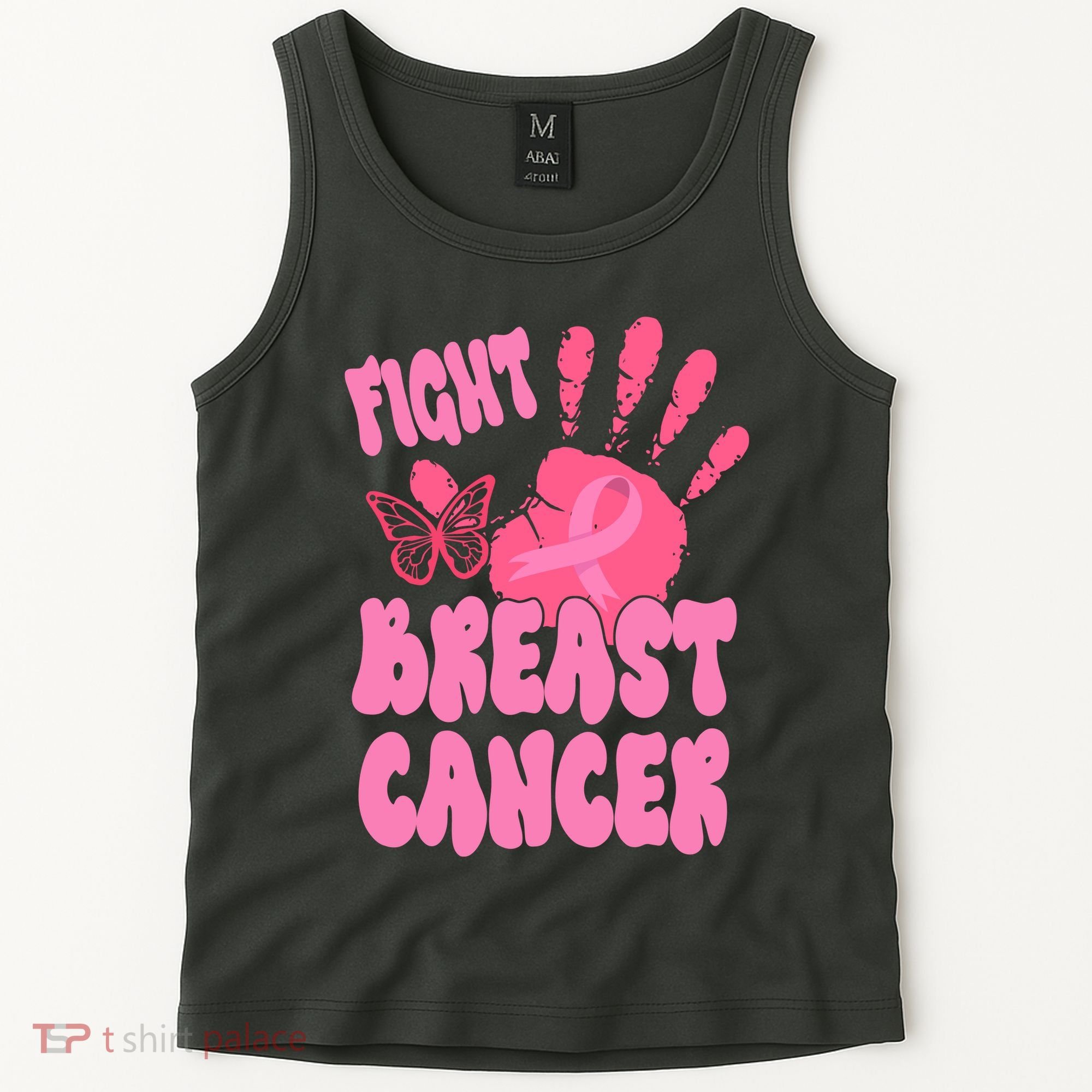 Fight Breast Cancer Handprint Ribbon Tank Top