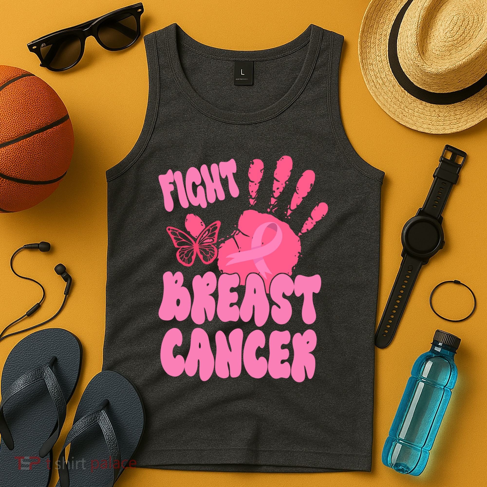 Fight Breast Cancer Handprint Ribbon Tank Top