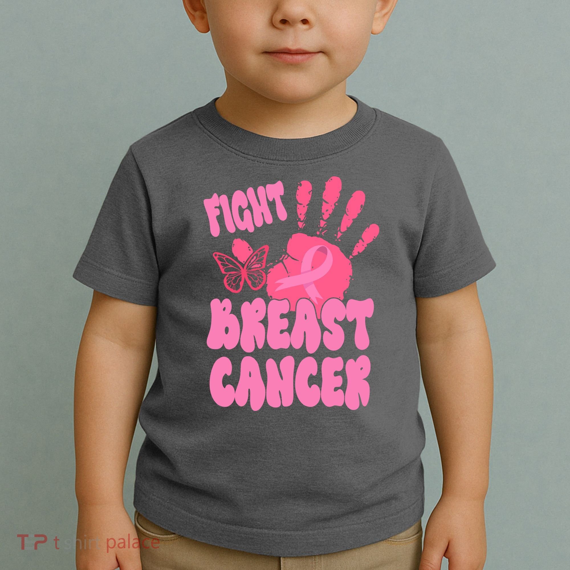 Fight Breast Cancer Handprint Ribbon Toddler T-Shirt