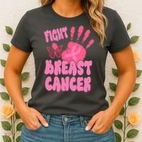 Fight Breast Cancer Handprint Ribbon Women's T-Shirt thumb 2