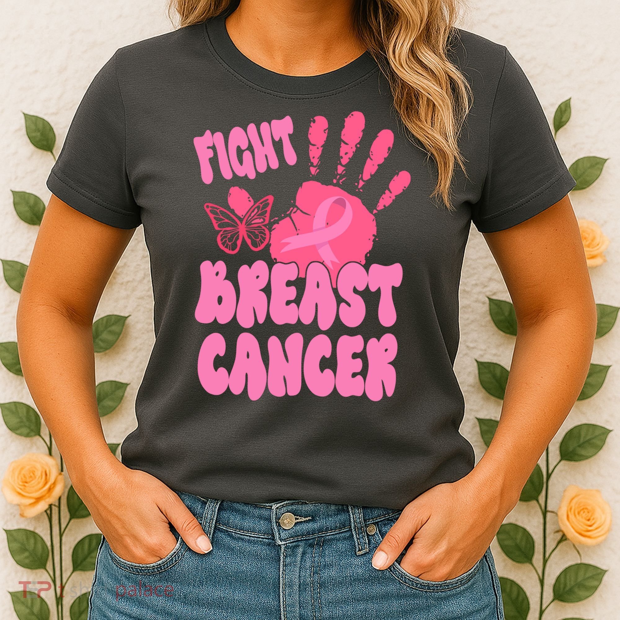 Fight Breast Cancer Handprint Ribbon Women's T-Shirt