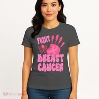 Fight Breast Cancer Handprint Ribbon Women's T-Shirt thumb 4