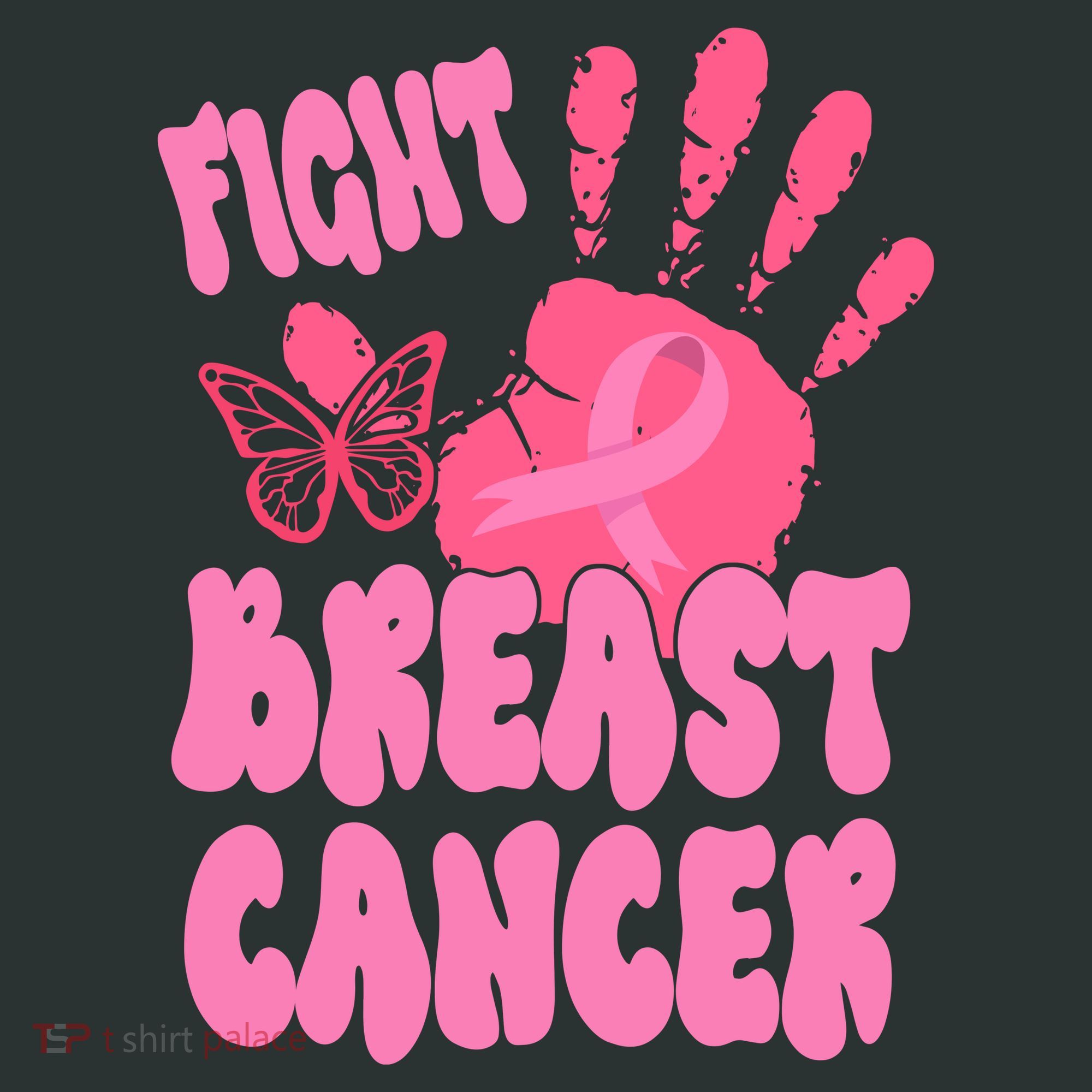 Fight Breast Cancer Handprint Ribbon Women's V-Neck T-Shirt