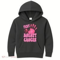 Fight Breast Cancer Handprint Ribbon Kids Hoodie thumb 0