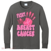 Fight Breast Cancer Handprint Ribbon Kids Long Sleeve Shirt thumb 0