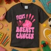 Fight Breast Cancer Handprint Ribbon Kids T-Shirt thumb 3