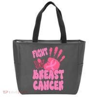 Fight Breast Cancer Handprint Ribbon Tote Bag thumb 0