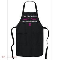 Funny Breast Cancer Survivor Mastectomy They're Gone Apron thumb 0