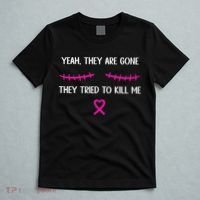 Funny Breast Cancer Survivor Mastectomy They're Gone T-Shirt thumb 5