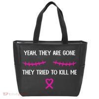 Funny Breast Cancer Survivor Mastectomy They're Gone Tote Bag thumb 0