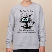 Funny Black Cat Its Fine IM Fine Glioblastoma Awareness Women's Sweatshirt thumb 0