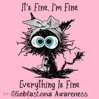 Funny Black Cat Its Fine IM Fine Glioblastoma Awareness Coaster thumb 2