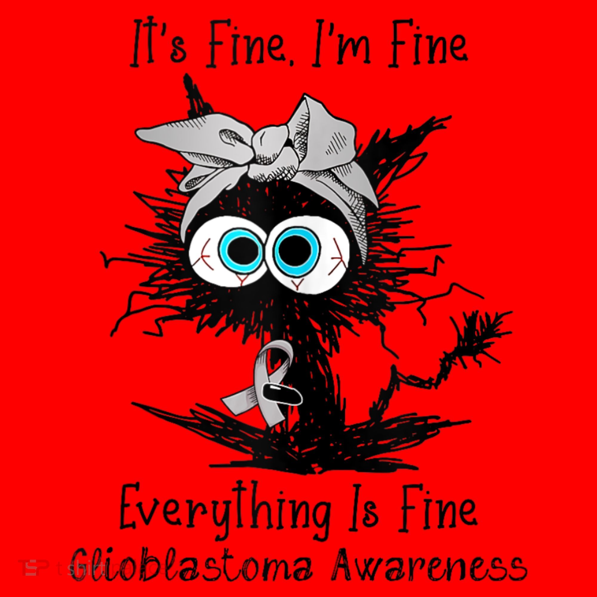 Funny Black Cat Its Fine IM Fine Glioblastoma Awareness Santa Hat