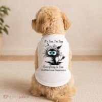 Funny Black Cat Its Fine IM Fine Glioblastoma Awareness Doggie Tank thumb 2