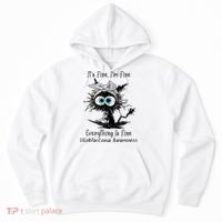 Funny Black Cat Its Fine IM Fine Glioblastoma Awareness Hoodie thumb 0