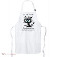 Funny Black Cat Its Fine IM Fine Glioblastoma Awareness Apron thumb 0