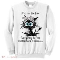 Funny Black Cat Its Fine IM Fine Glioblastoma Awareness Sweatshirt thumb 0