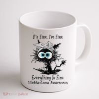 Funny Black Cat Its Fine IM Fine Glioblastoma Awareness Coffee Mug thumb 1