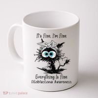 Funny Black Cat Its Fine IM Fine Glioblastoma Awareness Coffee Mug thumb 0