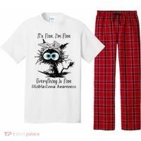 Funny Black Cat Its Fine IM Fine Glioblastoma Awareness Pajama Set thumb 0