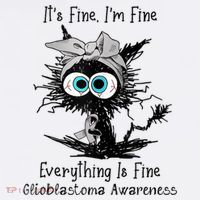 Funny Black Cat Its Fine IM Fine Glioblastoma Awareness Women's Hoodie thumb 2