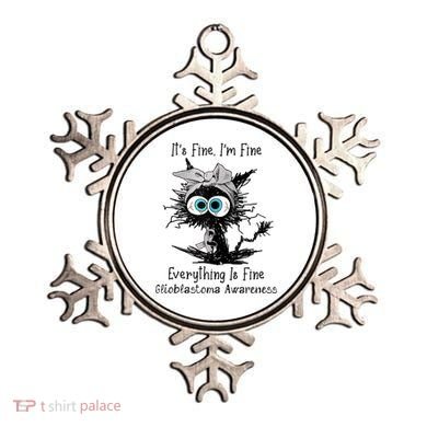 Funny Black Cat Its Fine IM Fine Glioblastoma Awareness Ornament