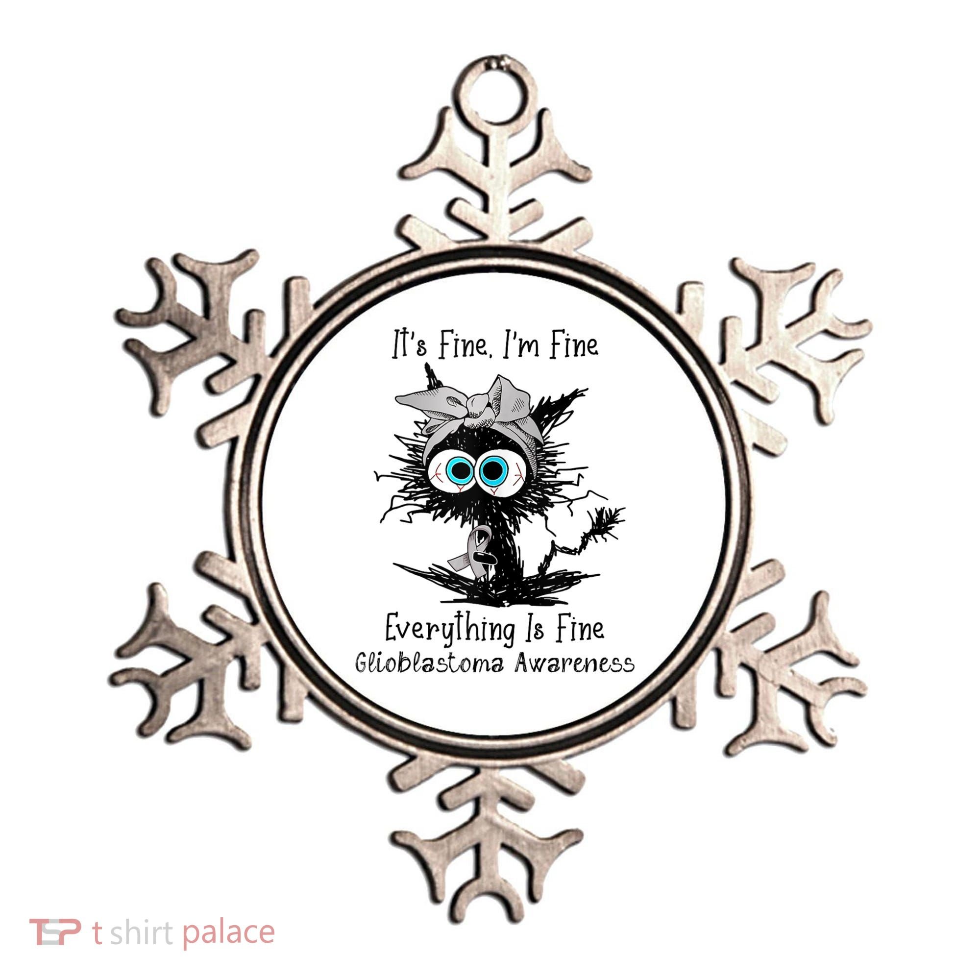 Funny Black Cat Its Fine IM Fine Glioblastoma Awareness Ornament