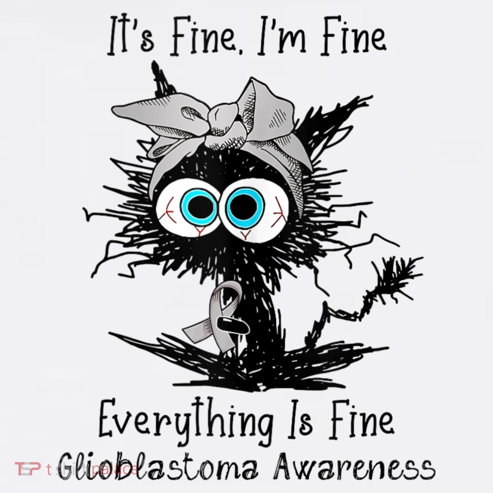 Funny Black Cat Its Fine IM Fine Glioblastoma Awareness Women's Tank Top