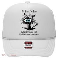 Funny Black Cat Its Fine IM Fine Glioblastoma Awareness Hat thumb 0