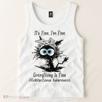 Funny Black Cat Its Fine IM Fine Glioblastoma Awareness Tank Top thumb 2