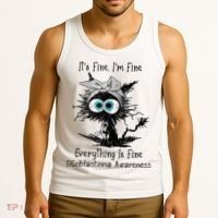 Funny Black Cat Its Fine IM Fine Glioblastoma Awareness Tank Top thumb 3