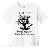 Funny Black Cat Its Fine IM Fine Glioblastoma Awareness Toddler T-Shirt thumb 0