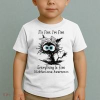 Funny Black Cat Its Fine IM Fine Glioblastoma Awareness Toddler T-Shirt thumb 2