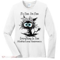 Funny Black Cat Its Fine IM Fine Glioblastoma Awareness Women's Long Sleeve Shirt thumb 0