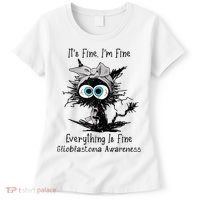 Funny Black Cat Its Fine IM Fine Glioblastoma Awareness Women's T-Shirt thumb 0