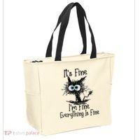 Funny Black Cat It's Fine I'm Fine Everything Is Fine Tote Bag thumb 2