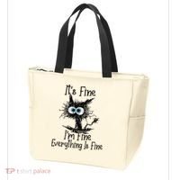Funny Black Cat It's Fine I'm Fine Everything Is Fine Tote Bag thumb 3