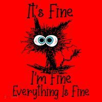 Funny Black Cat It's Fine I'm Fine Everything Is Fine Santa Hat thumb 1