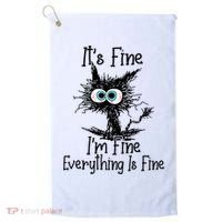 Funny Black Cat It's Fine I'm Fine Everything Is Fine Golf Towel thumb 0
