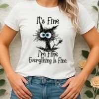 Funny Black Cat It's Fine I'm Fine Everything Is Fine Women's T-Shirt thumb 2