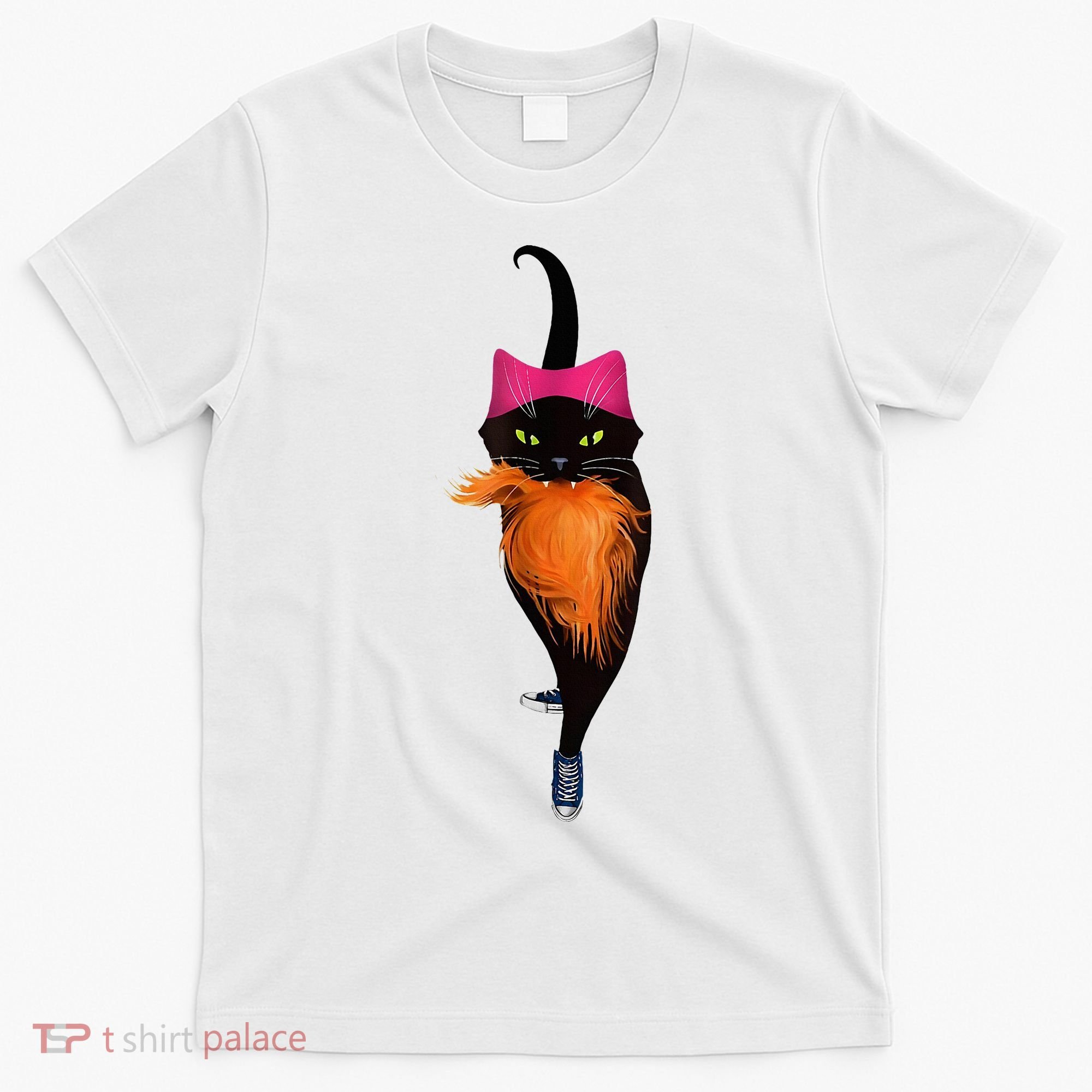 Funny Black Cat Lady With Chucks Trump Hair Vote Kamala 2024 T-Shirt