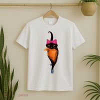 Funny Black Cat Lady With Chucks Trump Hair Vote Kamala 2024 T-Shirt thumb 2