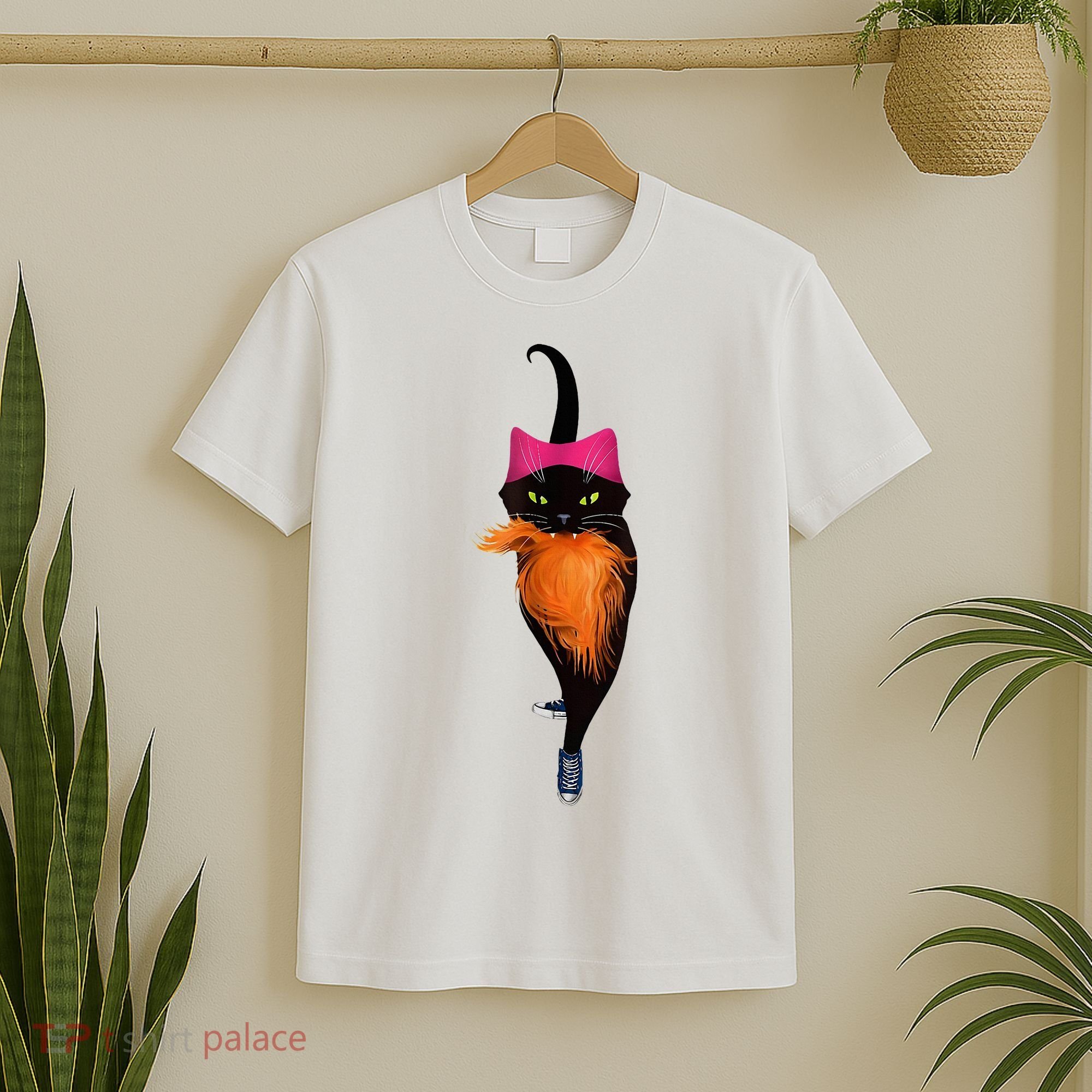 Funny Black Cat Lady With Chucks Trump Hair Vote Kamala 2024 T-Shirt