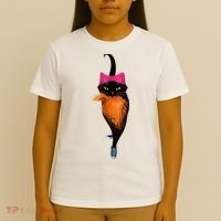 Funny Black Cat Lady With Chucks Trump Hair Vote Kamala 2024 T-Shirt thumb 4