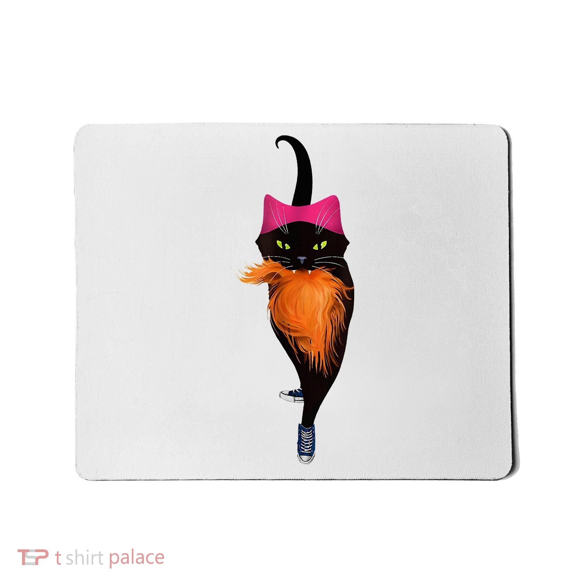 Funny Black Cat Lady With Chucks Trump Hair Vote Kamala 2024 Mousepad