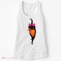 Funny Black Cat Lady With Chucks Trump Hair Vote Kamala 2024 Women's Tank Top thumb 0