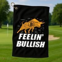Feelin Bullish Cryptocurrency Blockchain Trader Crypto Gift Golf Towel thumb 1