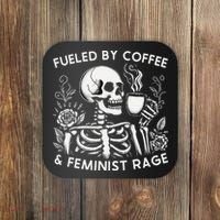 Fueled By Coffee & Feminist Rage Feminism Coffee Lovers Coaster thumb 0