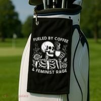Fueled By Coffee & Feminist Rage Feminism Coffee Lovers Golf Towel thumb 2